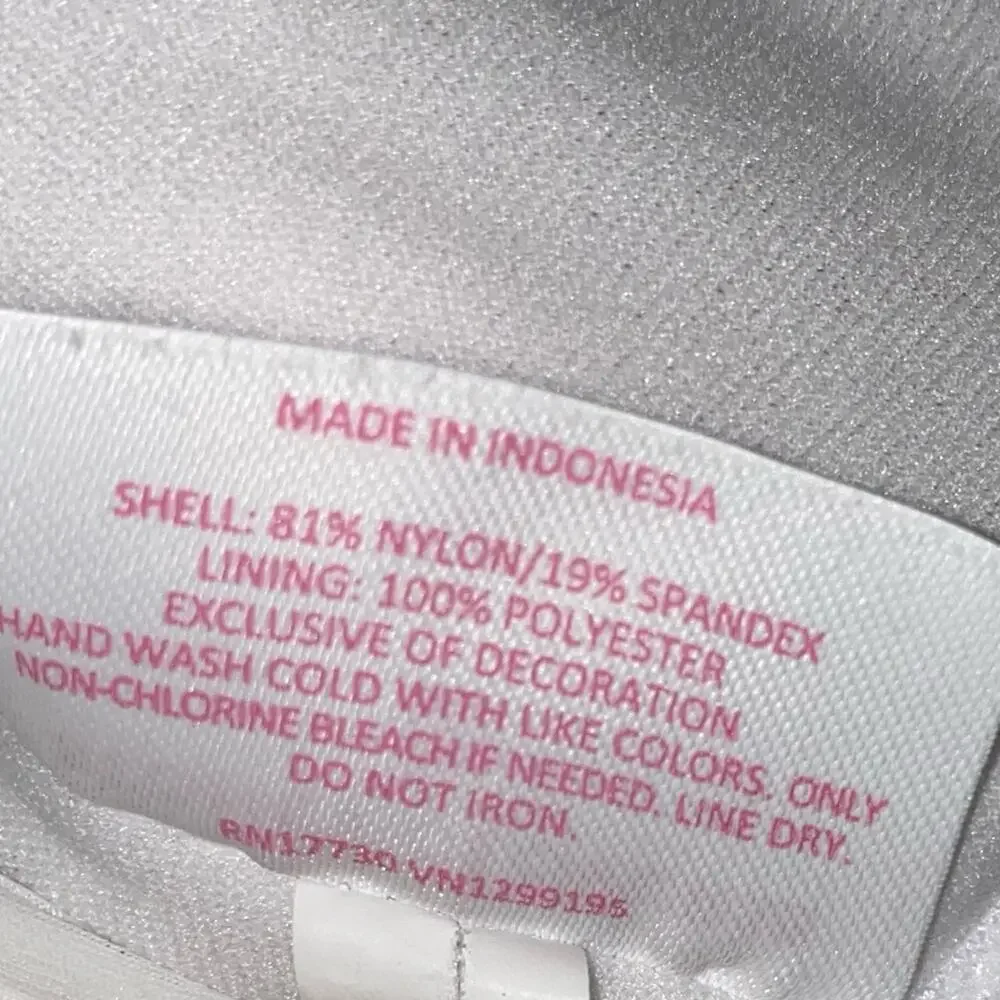 Stoney Clover Lane x Target White Ribbed Bodysuit XS Pink Button Y2K Coquette
